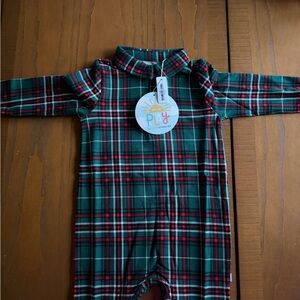 Plaid Long-Sleeve Baby Onesie